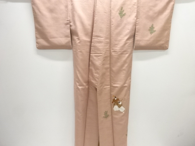  時代人物に松模様手織り紬訪問着